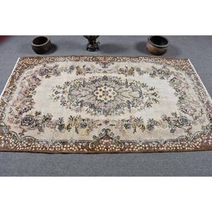 พรมขนสัตว์สีเบจสีน้ำตาลแบบดั้งเดิม4x7ft การออกแบบการเย็บปะติดปะต่อกันแบบคลาสสิกสี่เหลี่ยมขนาดใหญ่ห้องโถงยางใหม่สำหรับห้องพัก - Product Image 3