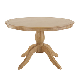 Mesa de Comedor Redonda Tradicional Kalila Hecha de Madera de Teca Sólida con Acabado Natural para Uso en Interiores - Product Image 2