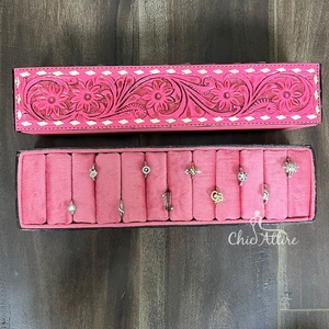 Handcrafted <b>Tooled</b> <b>Leather</b> Ring Display Holder Jewelry Storage Box Stand Luxury Designer Jewelry Organizers for Store & Home Use - Product Image 1