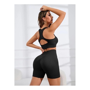Ensemble de yoga pour femmes sans couture de haute qualité Offre Spéciale polyester spandex fabriqué avec technique lavée de décoration en dentelle - Product Image 6