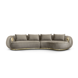 Canapé Courbé Soleil, Design Français Contemporain, Mobilier de Maison, Velours Lavable, Rembourrage en Éponge, pour Salon, Options 2 ou 3 Places - Product Image 2