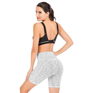 Femmes taille haute jambe large sans couture Yoga Booty Shorts contrôle du ventre Fitness athlétique entraînement course Super doux Gym Shorts - Product Image 3