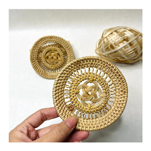 Natural Rattan <b>Placemats</b> Floral Charger Plate Handmade Rattan Table Accent Boho Chic Coastal Wedding Decor Eco-Friendly Set - Product Image 5