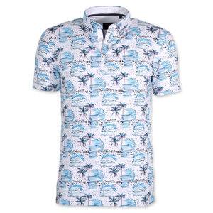 Polo personnalisé à sublimation pour hommes, imprimé multicolore, col structuré, chemise de golf souple et extensible en polyester et élasthanne - Product Image 2