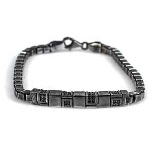 925 Sterling <b>Silver</b> Onyx Stone Cube Chain <b>Bracelet</b> Elegant Crystal <b>Bracelets</b> & <b>Bangles</b> - Product Image 2