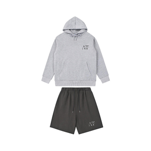 Ensemble survêtement deux pièces unisexe pour homme, couleur contrastée, sweat-shirt et short, 100% coton, coupe-vent, séchage rapide, grande taille pour l'hiver - Product Image 2