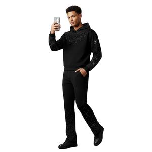 Ensemble de survêtement unisexe Solid International personnalisé, effet délavé à l'acide, en tissu léger et respirant, avec strass - Product Image 2