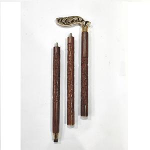 Elegant Handcrafted Wooden <b>Walking</b> <b>Stick</b> with Detachable Segments and Ornate Brass Handle Flower Design Hand <b>carving</b> - Product Image 6