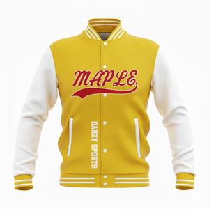 High Quality Men's Varsity Letterman <b>Jacket</b> with Custom Logo Embroidery Stand Collar Front Leather <b>Patchwork</b>-Streetwear Style - Product Image 4