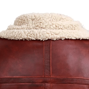 Blouson aviateur en cuir de vache marron pour hommes avec doublure en peau de mouton véritable manteau d'hiver volant - Product Image 6