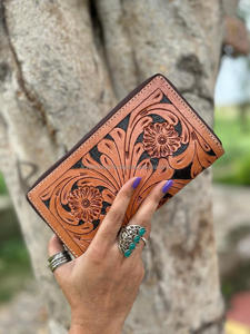 Embrague de mujer Multiusos Cartera tallada a mano Cartera de cuero genuino Embrague de fiesta Embrague de cuero hecho a mano - Product Image 6