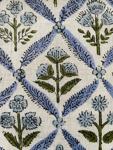 Servilletas de borde de algodón puro 100% con estampado de bloque Floral indio hecho a mano verde oliva Azul acero claro-servilletas de tela desechables para - Product Image 5