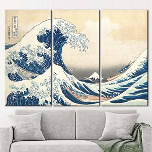Impresión en Lienzo de Paisaje Marino, Decoración Abstracta para Pared con Motivo Oceánico, 3P: Enmarcado tipo Galería - Product Image 1