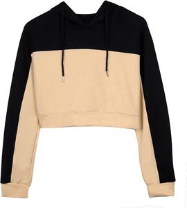 Women's Casual Long Sleeve Cropped Hoodie Color Blocked <b>Top</b> Sweatshirt Pullover <b>Crop</b> Hoodie - Product Image 1