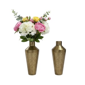 Juego de 2 Jarrones de Metal de Aluminio Sophia Hechos a Mano, Acabado Plateado Moderno, Jarrones Decorativos Huecos para Flores, Decoración de Sala de Estar - Product Image 4