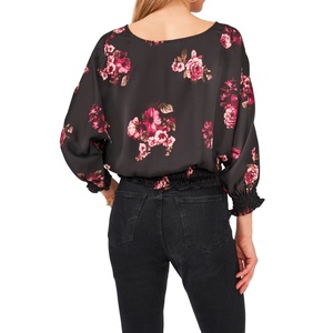 Vince Camuto Top da Donna Casual Elegante al Ginocchio con Vita Arricciata Floreale in Chiffon Elastico Taglia Media per la Chiesa - Product Image 2