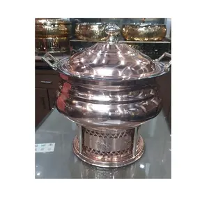 Produsen & pemasok piring Chafing kuningan buatan tangan atasan meja grosir pernikahan tradisional India dekoratif kuningan penghangat makanan