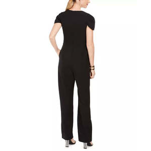 Tuta Nera a Gamba Larga da Donna Vince Camuto, Taglia 4, Vita Alta, Vestibilità Ampia per Ufficio, Allenamento, Palestra, con Stampa a Rete e Patchwork, ODM - Product Image 2