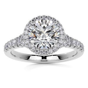 Bague de fiançailles SHREYA DIAM en moissanite, taille brillant rond, sertie à griffes, en argent 925 plaqué rhodium, style classique pour femme - Product Image 3