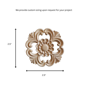 Applique en bois sculpté naturel, ornement en bois massif, ornement en bois vintage, décoration de porte de meuble, décoration murale, décoration intérieure - Product Image 2