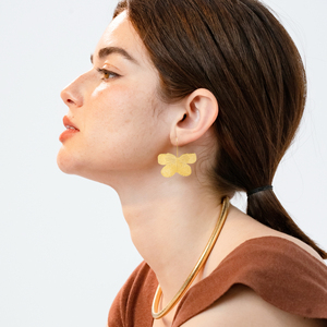 Orecchini a perno CUCOCUCA YXQ E395 in acciaio inossidabile spazzolato dorato, orecchini pendenti a forma di farfalla alla moda - Product Image 3