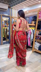 Sari long en georgette douce et élégante, imprimé, facile à draper, séchage rapide, pour les fêtes et les festivals, vente en gros D FASHION GURU - Product Image 4