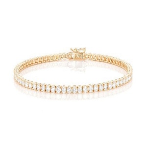 925 Plata de Ley corte ovalado de alta calidad diamante Real Amarillo Blanco y chapado en oro rosa estilo Hip Hop pulsera de tenis para mujer - Product Image 1