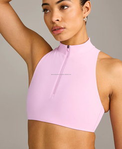 Premium Quality Casual Women's Zip Racerback Yoga Set Breathable Eco-Friendly Quick Dry Turtleneck Skinny Fit Solid Short - Product Image 4