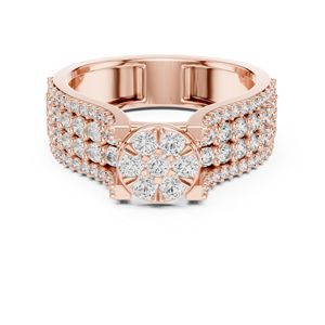 แหวนเพชรทรงกลมสีเหลืองทอง 14K สำหรับผู้หญิง |   ของขวัญวันครบรอบ |   เพชรที่เพาะเลี้ยงใหม่ - Product Image 5