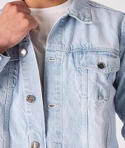 Veste en jean pour homme, décontractée, bleu délavé, streetwear, tendance, coupe slim, design moderne, vêtement de tous les jours - Product Image 4