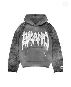 Sweat à capuche homme 100% coton surdimensionné, personnalisé, vintage, brodé, avec fermeture éclair ornée de strass, sérigraphié, délavé à l'acide, style streetwear hiver - Product Image 5