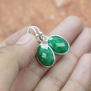Classical <b>Earrings</b> Jewelry For Women Silver Boho Style Jewelry 925 Sterling Silver Emerald Gemstone <b>Handmade</b> <b>Earrings</b> Gift Wife - Product Image 3