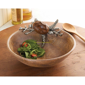 Juego de ensaladera de madera ecológica ligera hecha a mano con diseño de estrella de mar utensilios de cocina naturales para servir frutas y ensaladas - Product Image 2