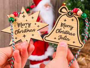 Charms de flocon de neige de Noël pour la fête de Noël Laser gravure pendentif décoration en gros - Product Image 2