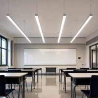 Lampe suspendue linéaire LED en aluminium pour salle de classe, 1200 mm, 4000K, à intensité variable, lumière douce, pour plafond