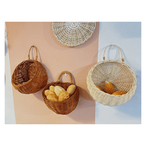 Panier suspendu en rotin tressé, panier mural en rotin tressé pour vase à fleurs et décoration intérieure, origine Vietnam - Product Image 1