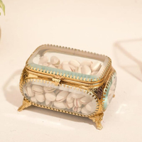 Meilleur prix de gros boîte biseautée en verre transparent fini or taille personnalisée pour bijoux accessoires de maquillage bague boîte en verre souvenir