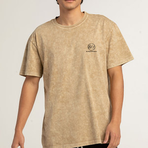 Camiseta de hombre con logo impreso personalizado, fabricada en fábrica, con lavado ácido, corte holgado, 100% algodón, camisetas de hombre con lavado ácido. - Product Image 2
