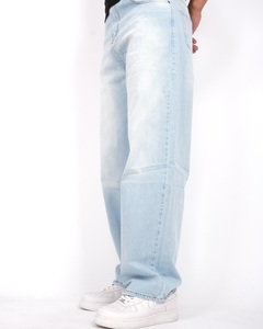 Pantalones de mezclilla holgados de cintura alta de diseño personalizado para hombre, ropa de calle, bolsillos elásticos de algodón lavado estampados, Hip Hop recto caliente - Product Image 4