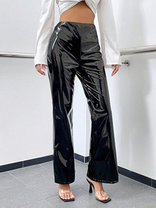 กางเกงหนังผู้หญิงสีดำทรงบานยาว ดีไซน์ซิปหลัง สไตล์หรูหรา คุณภาพพรีเมียม ทันสมัย - Product Image 6