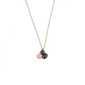 Collier en argent sterling 925 avec motif de grains de café et pierres roses, noires et blanches plaqué or pour les occasions sur le thème de la nourriture et des gouttes d'eau - Product Image 2