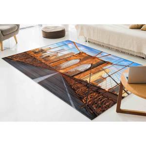 Alfombra Moderna Estampada con Vista del Puente de Brooklyn, Alfombra Decorativa para el Hogar, con Pelo Suave - Product Image 3