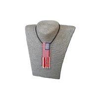 Colliers de perles de rocaille de 4 juillet faits à la main avec pendentif drapeau américain collier de perles de rocaille de style drapeau américain en gros pour le jour de l'indépendance