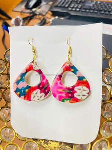 Nuevos pendientes de flores de moda exagerados, joyería Vintage, pendientes de tuerca acrílicos de pétalos de resina de colores geométricos grandes para mujeres de FWE - Product Image 2