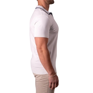 เสื้อโปโลผู้ชายทรงปกติ ผ้าถักเนื้อเรียบ สไตล์ลำลอง คอริบ แขนสั้น รับผลิตแบบ OEM ODM คุณภาพพรีเมียม ขายส่ง - Product Image 3