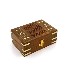 Elegant Carved Wooden <b>Box</b> with <b>Hinged</b> Lid Home Office Locking Wood Storage <b>for</b> Jewelry Stylish Organizing - Product Image 4