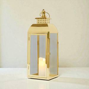 Lanterne de Ramadan élégante en métal doré avec dessus en forme de croissant, lumière LED chaude, découpes islamiques complexes, décoration de maison festive parfaite, cadeau - Product Image 5