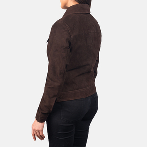 Manteau en daim teint de qualité supérieure pour femmes avec doublure en laine, doux et élégant, pour l'automne/hiver, style décontracté urbain - Product Image 2