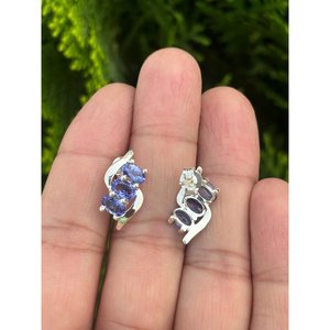 Boucles d'oreilles clous en argent 925 avec Tanzanite naturelle, Or romantique tendance pour Mariage, Fiançailles, Anniversaire, Améthyste, Quartz, Diamant, Perle - Product Image 3