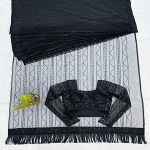 Saree de créateur pour occasions spéciales Filet lourd avec travail séquentiel et finition en dentelle fantaisie, associé à une pièce de chemisier en filet assortie - Product Image 6